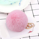 Fluffy Fur Pom Keychain Soft Plush Faux Rabbit Fur Ball Bag Pendant (Pink)