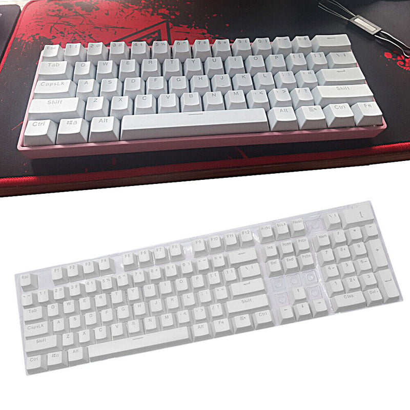 104pcs Universal Mechanical Keyboard Keycaps PC Bakclit Key Cap Set (White)