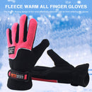 1 Pair Bike Full Finger Fleece Gloves Anti-Freeze Gloves (Women Rose Red)