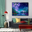 Painting By Numbers Kit DIY Night Scene Hand Painted Canvas Oil Art Picture