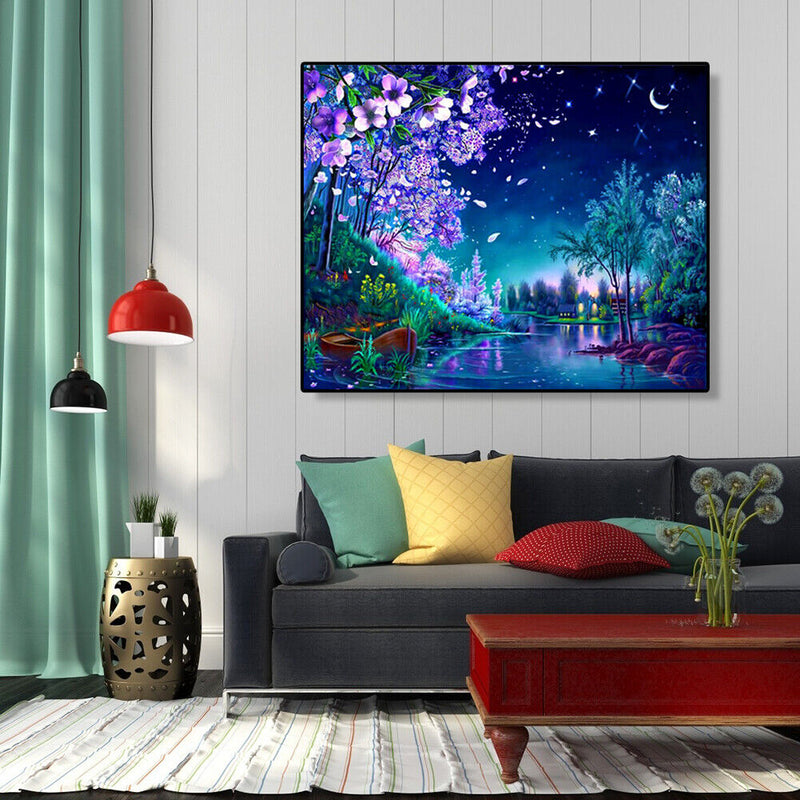 Painting By Numbers Kit DIY Night Scene Hand Painted Canvas Oil Art Picture