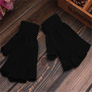 Stretch Elastic Knitted glove Half Finger Warm Fingerless Gloves Black handwear