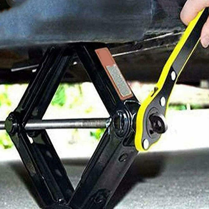 Car 360° Jack Labor-Saving Ratchet Wrench Scissor Jack Garage Lug Tire Y6Y0