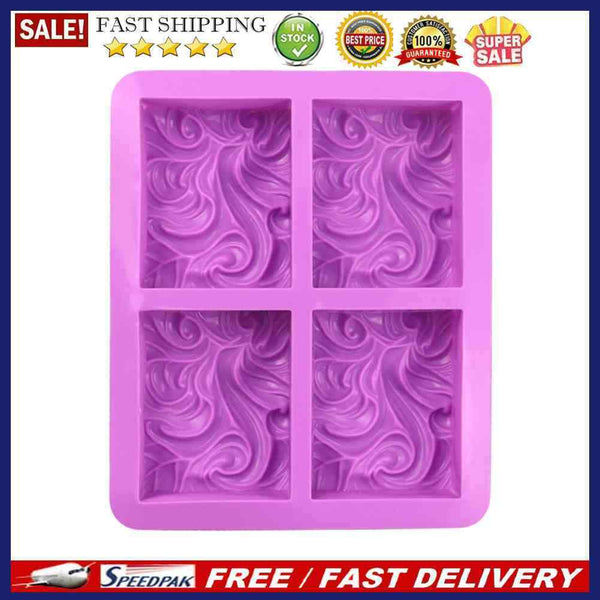 4-Cavity Wave Flower Shape Soap Mold Chocolate Cake Mould Pastry DIY Baking