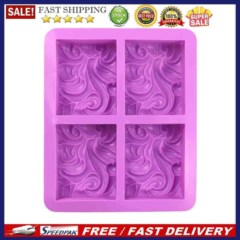 4-Cavity Wave Flower Shape Soap Mold Chocolate Cake Mould Pastry DIY Baking
