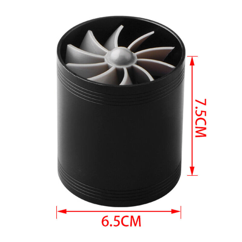 F1-Z Car Air Intake Double Turbine Refit Turbo Gas Fuel Saver Fan (Black) Newly