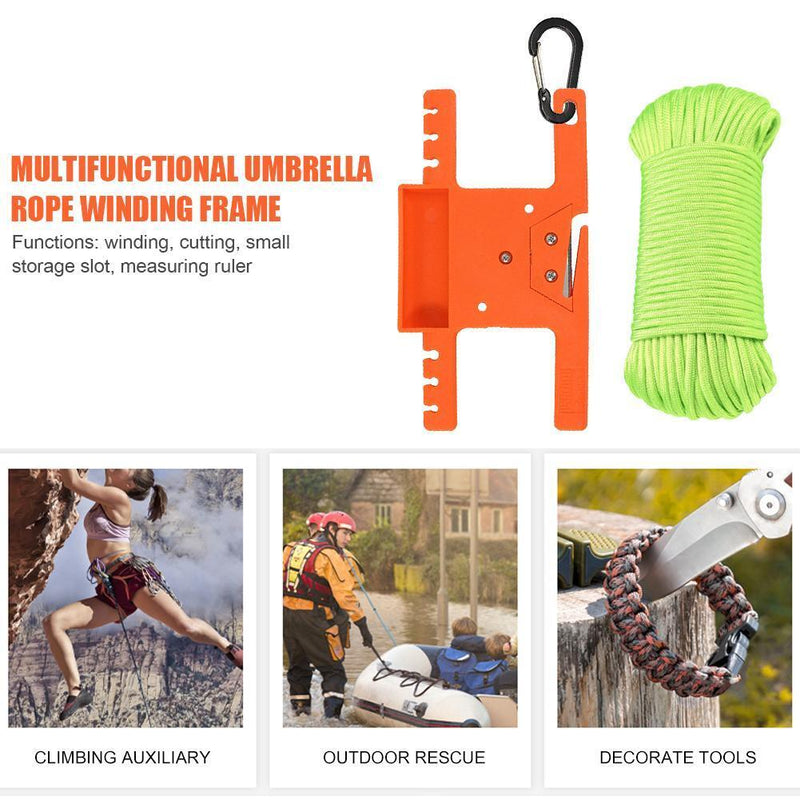 2P Paracord Winder Parachute Lanyard Rope Spool Holder with Carabiner Orang