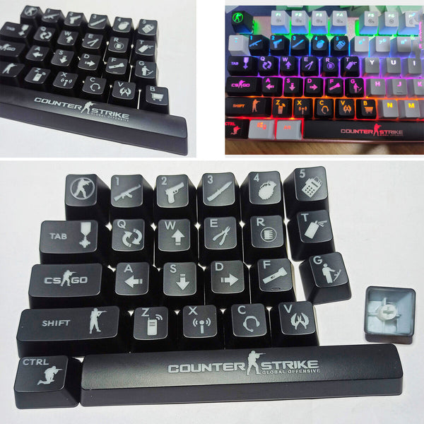 26 Buttons ABS Backlit Keycaps Gaming Key Caps Set for Mechanical Keyboard