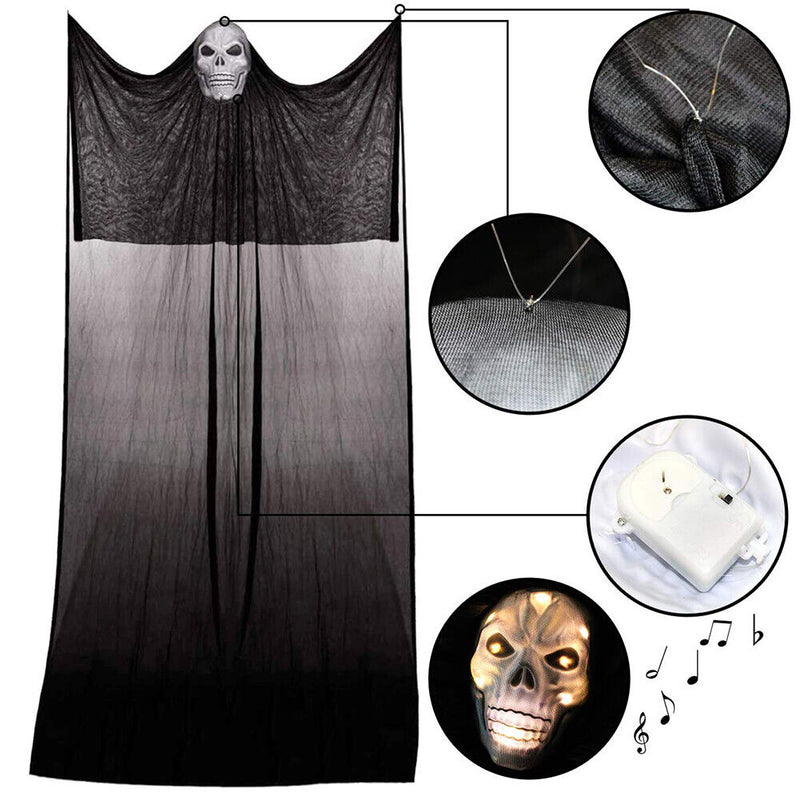 Hanging Luminous Ghost with Scary Voice Outdoor Halloween Specter Decor