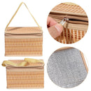 Woven Keep Warm Lid and Handle Wicker Picnic Basket Waterproof Rattan Bag