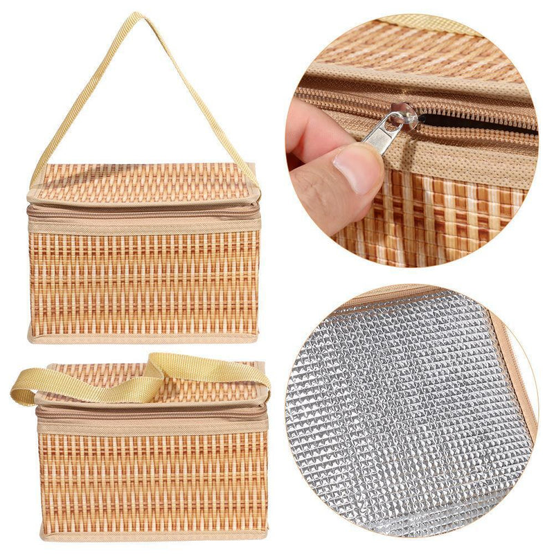 Woven Keep Warm Lid and Handle Wicker Picnic Basket Waterproof Rattan Bag
