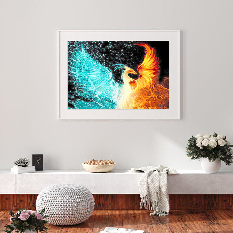 Art Canvas Oil Kit Drawing By Numbers Ice Fire Phoenix DIY Hand Painted Painting