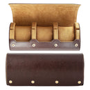 Portable 3 Slots Watch Storage Case Retro Watches Box Holder Stand (Brown) Newly