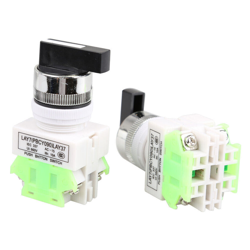 2pcs ON/OFF/ON Rotary Three Position Selector Car Switch Makes Ignition LAY37