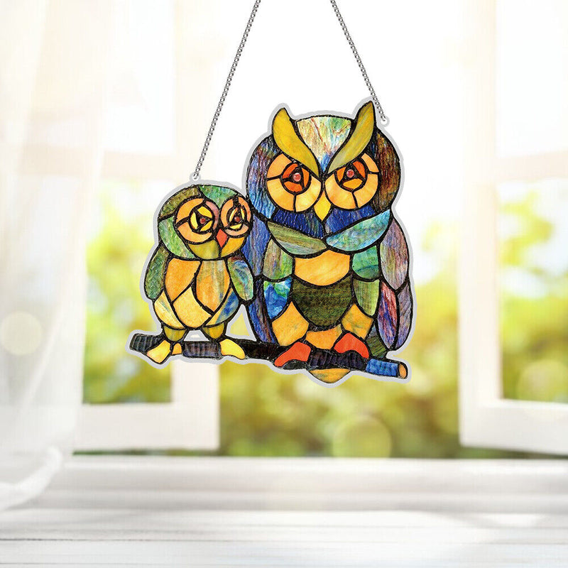 DIY Applique Diamond Wall Hanging Acrylic Door Window Pendant (Twin Owls) Newly