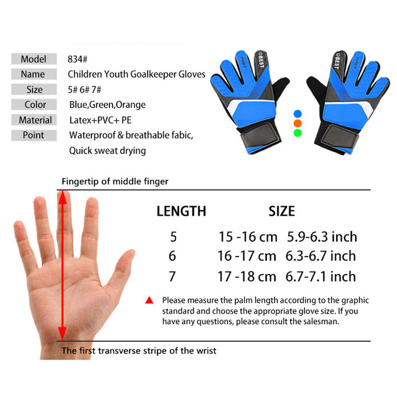 Kids Soccer Football Goalkeeper Gloves Finger Protection Gloves (Blue 7)