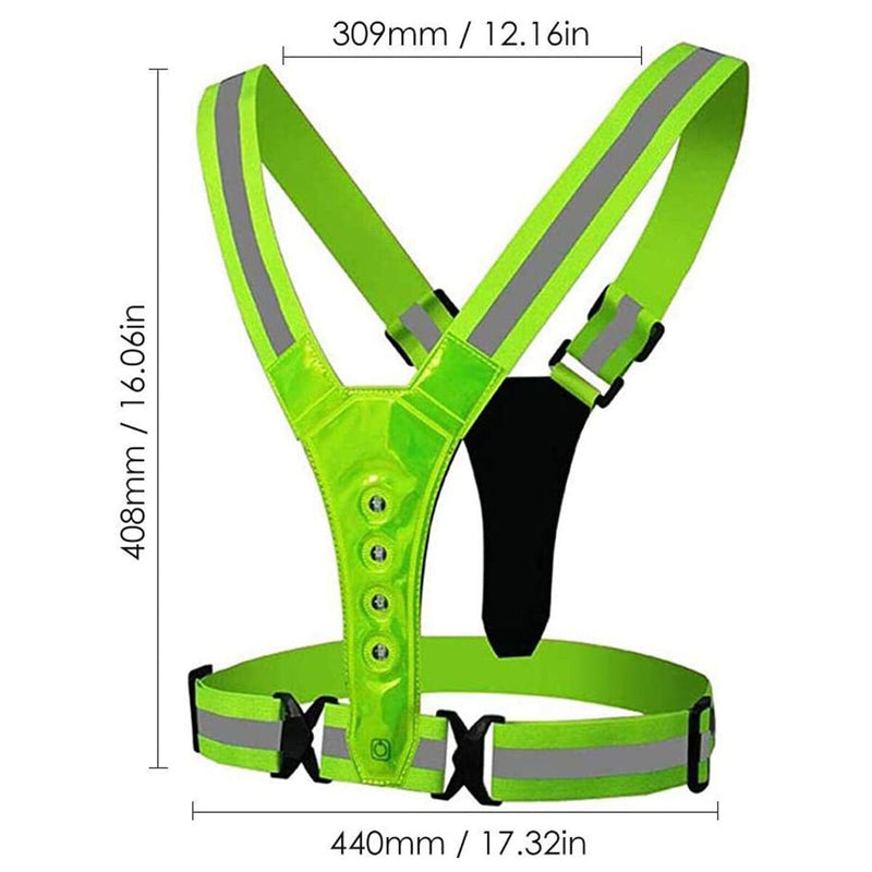 LED Reflective Running Vest, Safety Gear for Night Running, Walking, Cyclin