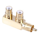 RCA Male to 2 RCA Female Right Angle Audio Plug Splitter Adapter Connector Newly