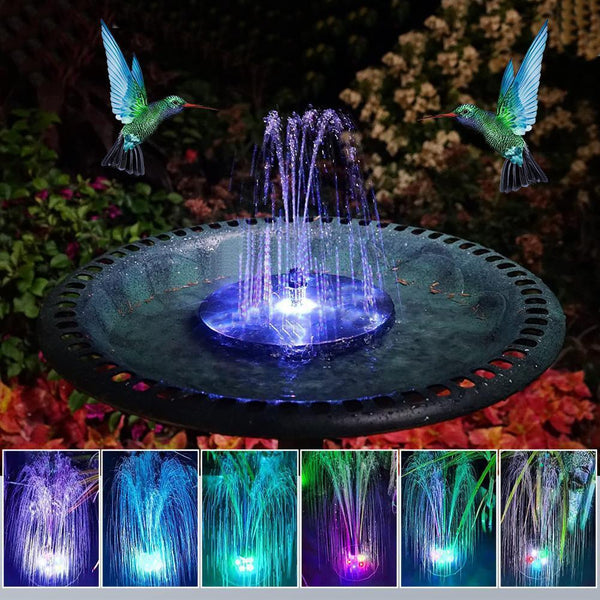 Solar Powered Floating Fountain Pump Water Feature.Birdbath Pool Pond LED R9D0