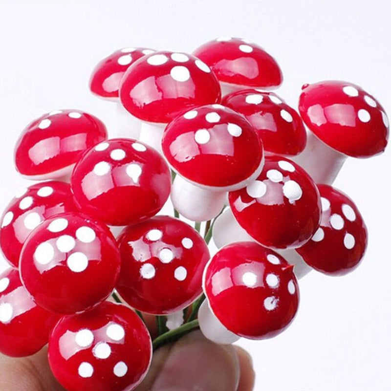 10pcs/bag Mini Foam Mushrooms Micro Landscape Potted Ornaments Simulation Plants