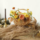 Hand-woven Rattan Storage Basket Picnic Flower Girl Wicker Pot Gift Flower E6B4