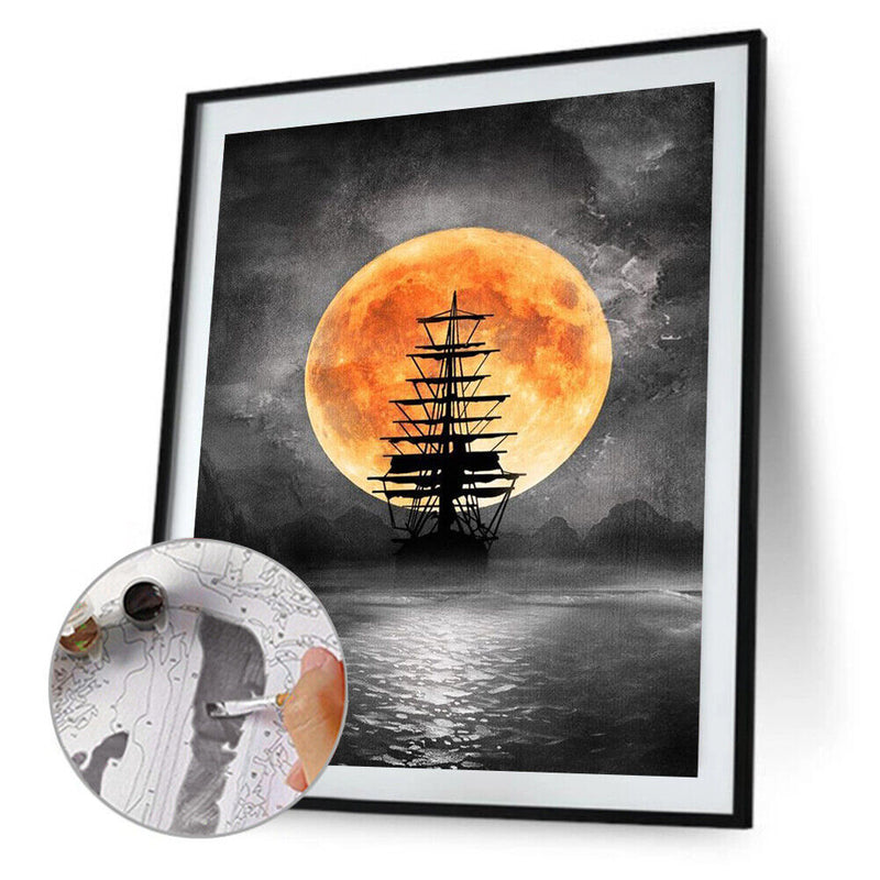 Sea Sailing Frameless Picture Oil Paint By Numbers Hand Painted Picture Kit