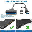 USB to SATA Adapter Cable Data Converter 3.0 to 2.5''/3.5'' For HDD SSD USB: