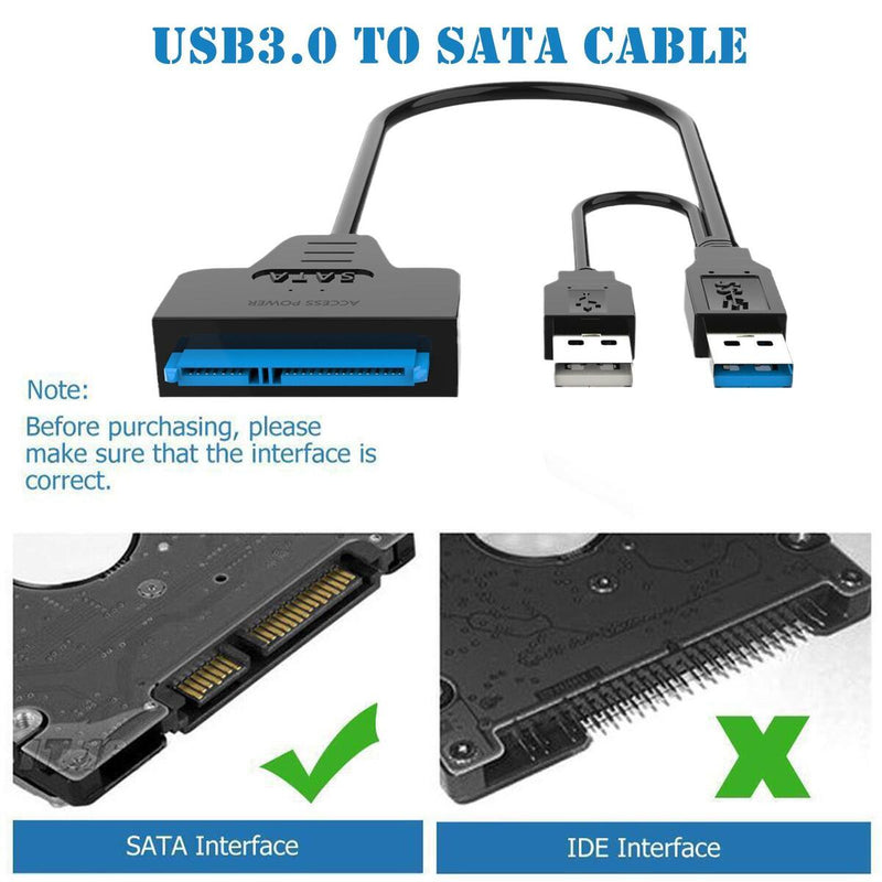 USB to SATA Adapter Cable Data Converter 3.0 to 2.5''/3.5'' For HDD SSD USB: