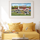 DIY Mosaic Rhinestone Drawing Village Cow Full Drill Diamond Painting Home Decor