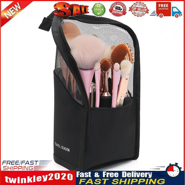 Zipper Waterproof Cosmetics Storage Bag Makeup Brush Holder Pouch (Black) Newly