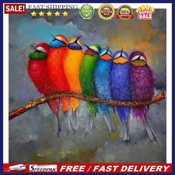 Oil Paint By Numbers Colorful Bird Frameless Picture Craft Kit for Living R