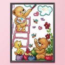 14CT Partial Stamped Embroidery Happy Painting Canvas Chinese Cross Stitch Set