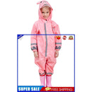 Kids Rain Suit Toddler Raincoat Unisex Baby Waterproof Coverall (Pink L)