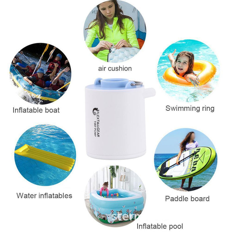 Mini Air Pump 1300mAh Rechargeable Air Pump Quick Inflate Deflate (Blue)