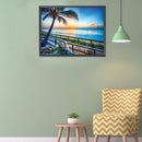 5D DIY Diamond Painting Full Round Drill Seaside Sunset Decor Rhinestone Crafts
