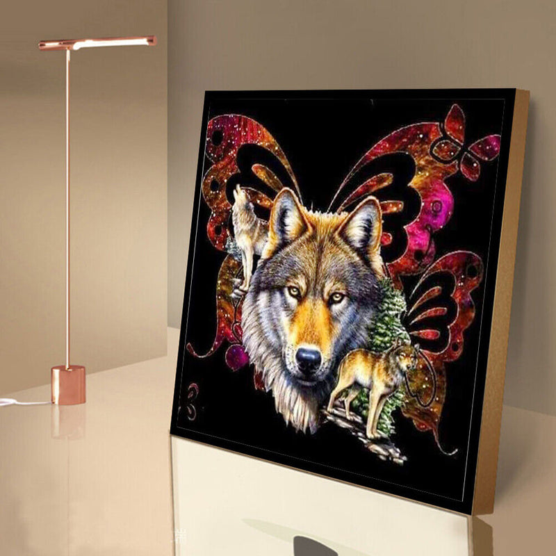DIY 5D Mosaic Painting Kit Butterfly Wolf Full Drill Round Diamond Drawing Decor