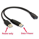 USB 3.0to Dual USB Extra Power Data Extension Cable for 2.5 inch External HDD
