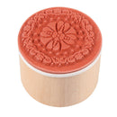 Practical 6 in 1 Round Wooden Rubber Retro Floral Pattern Stamps