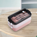 Lunch Bento Box Microwave Heating Split Double Layer Food Storage (Pink) Newly