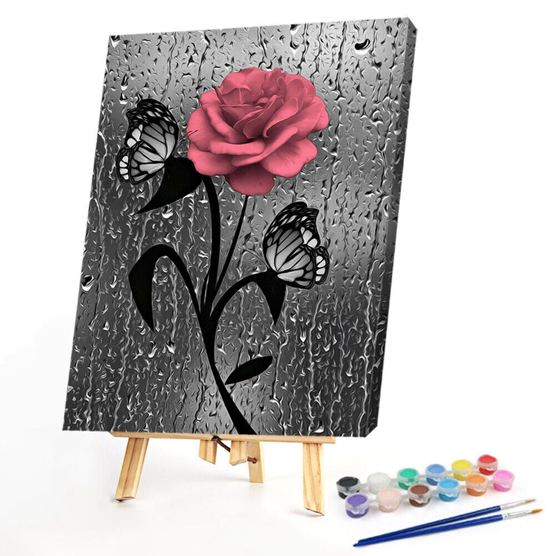 Flower Butterflies Canvas Painted Oil Paint By Numbers Modern Bedroom Wall Art