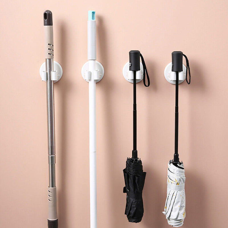 Punch Free Mop Holder Hook Wall Mounted Self Adhesive Broom Brush Storage Hanger