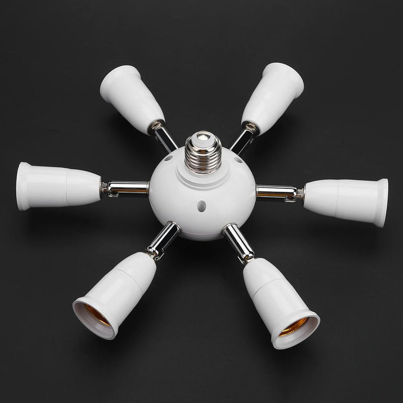 Adjustable E27 Splitter 7 Heads Lamp Base LED Bulb Adapter Holder Socket Newly