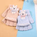 Half Fingers Mittens Autumn Winter Warm Knitted Gloves Flip Fingerless Gloves