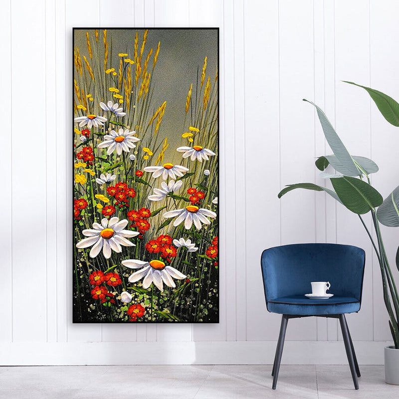 Flowers Oil Paint By Numbers Kits Canvas Picture Wall Art DIY Craft Coloring Set