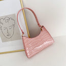PU Alligator Pattern Underarm Bag Women Retro Solid Color Handbag (Pink)