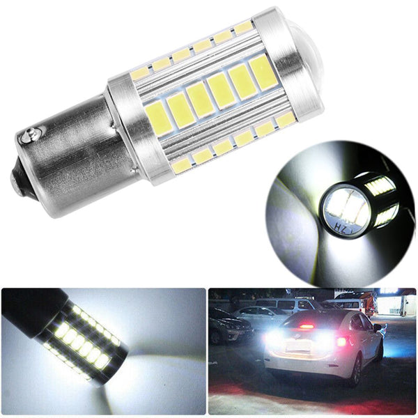 DRL White 33SMD 150° LED Tail Lights Turn Signal Bulbs 1156 BAU15S PY21W