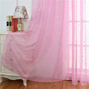 Star Print Tulle Curtains Window Drapes Sheer Purdah for Living Room(Pink)