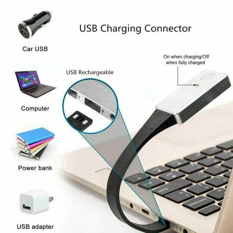 USB Rechargeable LED Book Light Flexible Clip On Book Light Lamp Night 1 Z4D0