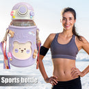 620ML Kids Water Sippy Cup with Bag Cartoon Baby Feeding Bottle (Purple) Newly