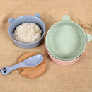Plastic Tableware Bowl Spoon Set Wheat Straw Panda Design Baby Feeding Bowl